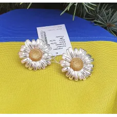 Серьги ромашка Maxi Silver 9076