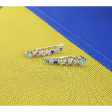 Сережки вдоль мочки уха с цветными камнями Maxi Silver 8781 Сережки вдоль мочки уха с цветными камнями Maxi Silver 8781