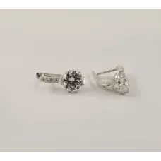 Сережки с круглым белым фианитом Maxi Silver 8091/1