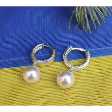 Сережки конго с жемчугом Maxi Silver 8474 Сережки конго с жемчугом Maxi Silver 8474