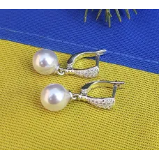 Серьги с жемчугом висюльки Maxi Silver 8316