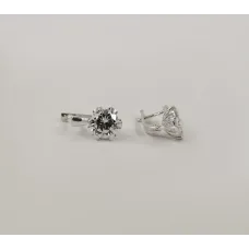 Сережки с камнем круг Maxi Silver 8094