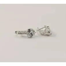 Сережки с камнем сердце Maxi Silver 8093