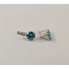 Сережки с круглым фианитом Maxi Silver 8091