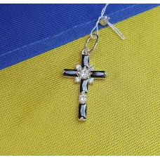 Крест с черными прямоугольными камнями Maxi Silver 8116/1