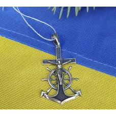 Кулон Крест якорь Maxi Silver 8363