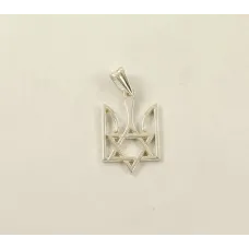 Кулон звезда Давида и герб Украины Maxi Silver 8638