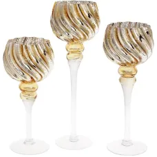 Декоративные стеклянные подсвечники Stylish gold 3 штуки DP96370 BonaDi Декоративные стеклянные подсвечники Stylish gold 3 штуки DP96370 BonaDi