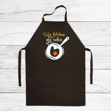 Фартук кухонный с принтом Кавун My kitchen my rules 68 см Черный