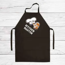 Фартук кухонный с принтом Кавун Kitchen master Мастер кухни Шапка повара, прихватка 68 см Черный