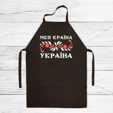 Фартук габардиновый с патриотическим принтом Кавун Моя страна Украина 68 см Черный
