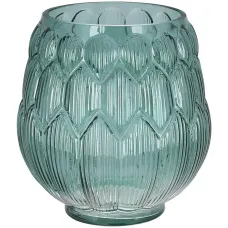 Ваза декоративная для цветов из зеленого стекла Asteraceae d=18х20см DP219218 BonaDi