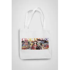 Эко-сумка шоппер с аниме принтом One Piece Ван-Пис Luffy Луффи и команда One Piece Кавун Бежевый