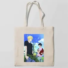 Еко-сумка шоппер з принтом Banana Fish - Бананова риба 6 Кавун Бежевий