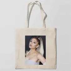 Эко-сумка шоппер с принтом Ariana Grande-Ариана Гранде Кавун Бежевый