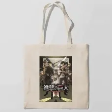 Еко-сумка шоппер з принтом Attack on Titan - Вторгнення титанів 3 Кавун Бежевий