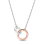 Серебряное колье No Brand двухцветное с переплетенными кольцами