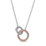 Серебряное колье No Brand двухцветное с переплетенными кольцами