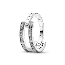 Серебряное кольцо No Brand с двойной лентой и паве 50