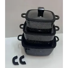 Набор кастрюль с антипригарным покрытием No Brand HK-323 черный (41924-HK-323 ЧЕРНЫЕ_1940)