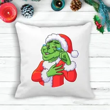 Подушка з новорічним принтом Грінч The Grinch У сльозах Білий Кавун П003593