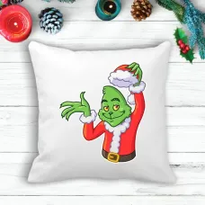 Подушка з новорічним принтом Грінч The Grinch Вітає Білий Кавун П003594