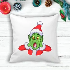 Подушка з новорічним принтом Грінч The Grinch переляк Білий Кавун П003605