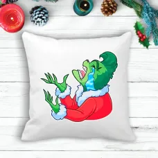Подушка з новорічним принтом Грінч The Grinch плаче Білий Кавун П003606