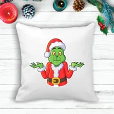 Подушка з новорічним принтом Грінч The Grinch розгублений Білий Кавун П003607