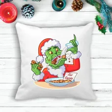 Подушка з новорічним принтом Грінч The Grinch молоко та печиво Білий Кавун П003610