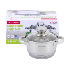 Кухонная кастрюля с крышкой и полыми ручками 1.5л KL225704 Kamille