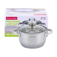 Кухонная кастрюля из нержавеющей стали с крышкой 2л KL225705 Kamille Кухонная кастрюля из нержавеющей стали с крышкой 2л KL225705 Kamille
