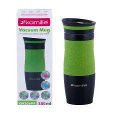 Термокружка из нержавеющей стали с tpr-вставкой Kamille KL225891 380 ml Green Термокружка из нержавеющей стали с tpr-вставкой Kamille KL225891 380 ml Green
