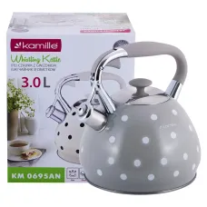 Кухонный чайник со свистком и ручкой из нержавеющей стали grey 3л KL225947 Kamille