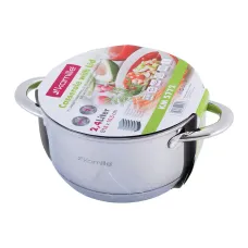 Кастрюля с крышкой 2.4л из нержавеющей стали и полыми ручками KL226010 Kamille Кастрюля с крышкой 2.4л из нержавеющей стали и полыми ручками KL226010 Kamille