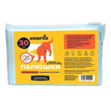 Пелюшки Smartis 45*60 см 30 шт для собак та цуценят антибактеріальні з деревним вугіллям