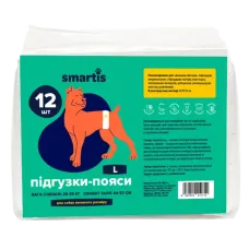 Подгузники Smartis L 12 шт для ежедневного использования 62x22 см  пояс для собак