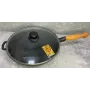 Сковорода чугунная S&T 28*6 см с деревянной ручкой и стеклянной крышкой Т306СЗУк
