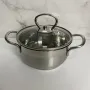 Каструля із нержавіючої сталі зі скляною кришкою 14 см 0.9 л Maestro MR-3508-14