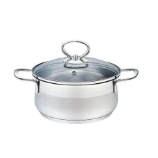 Кастрюля из нержавеющей стали с стеклянной крышкой 14 см 0.9 л Maestro MR-3508-14