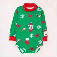 Новорічний боді з високою горловиною та начосом Dexter’s festive reindeer 98 см зелений червоний (131772669258)