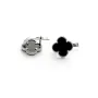 Сережки клевер Ван Клиф Maxi Silver 9315 1.4 см Серебристо-черный