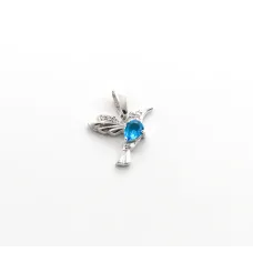 Кулон колібрі Maxi Silver 9318 1.4х1.5 см Сріблясто-блакитний