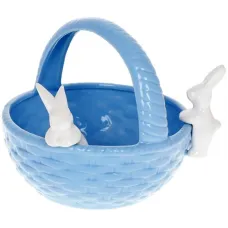 Конфетница-кашпо декоративный Зайки в корзинке 22х19х17см Blue BonaDi