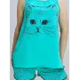 Пижама женская трикотажная Котики майка шорты 44-46 Бирюзовый (52049174-1)