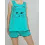 Пижама женская трикотажная Котики майка шорты 44-46 Бирюзовый (52049174-1)