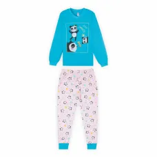 Пижама детская хлопковая для девочки длинный рукав GABBI PGD-21-7 Пандочки Голубой на рост 128 (12993)