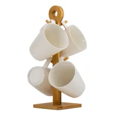 Кружки 4 штук на бамбуковой подставке 270 ml 9x9x10 cm Lefard