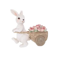 Фігурка інтер'єрна Rabbit with tulips 11x5x12 cm BonaDi Фігурка інтер'єрна Rabbit with tulips 11x5x12 cm BonaDi
