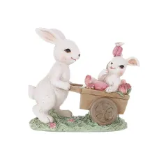 Фігурка інтер'єрна Rabbits with tulips 13x6x12 cm BonaDi Фігурка інтер'єрна Rabbits with tulips 13x6x12 cm BonaDi